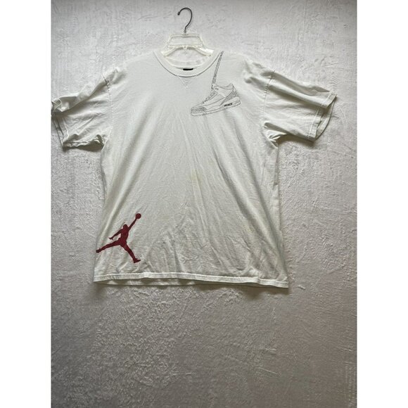 Michael Jordan Air Jordan w/ Tennis shoe Logo White Tshirt Mens XL HTF - Picture 3 of 12